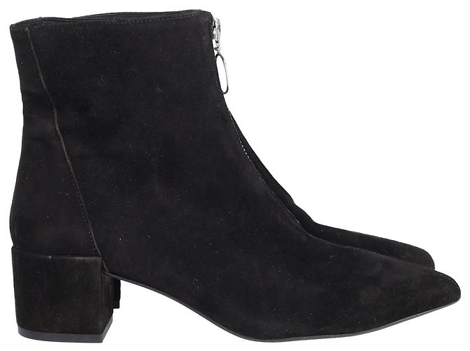 Iris & Ink Zip Ankle Boot in Black Suede