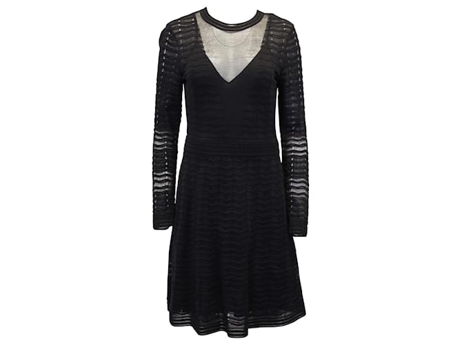 Vestido de punto con textura en zigzag de M Missoni en algodón negro  ref.898618