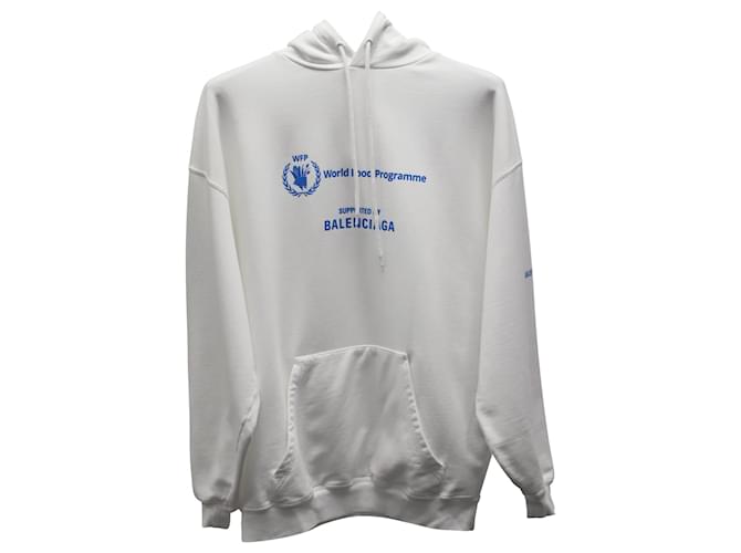 Balenciaga Sweat à Capuche WFP Coupe Moyenne en Coton Blanc ref