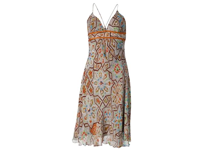 Diane Von Furstenberg verziertes Sommerkleid aus mehrfarbiger Seide  ref.898637
