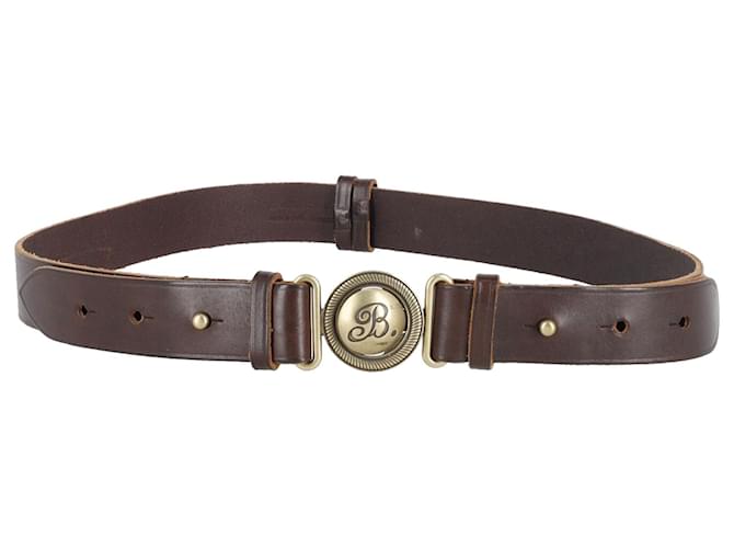 Cintura con logo Balenciaga in pelle marrone  ref.898641