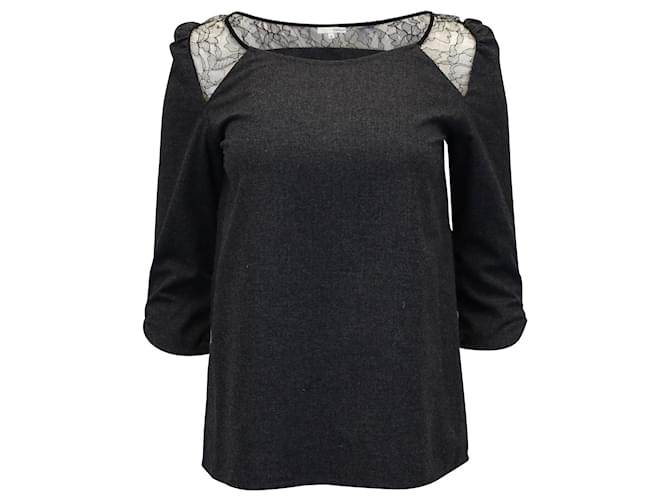 Ba&Sh Lace-Trim Top in Grey Polyester  ref.898680