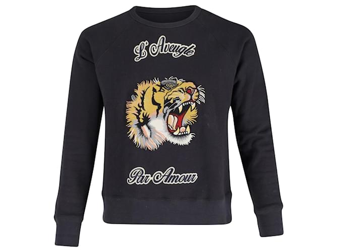 Sudadera con eslogan superior Gucci Lion L Aveugle Par Amour en algodon gris carbon ref.898684 Joli Closet