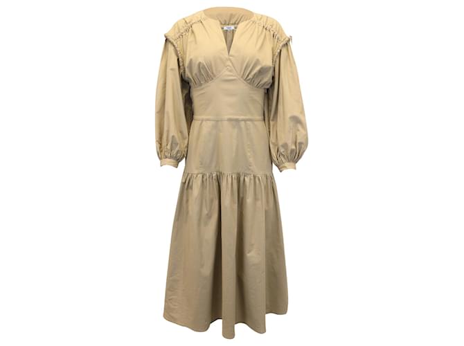 Roseanna Robe mi-longue Sea Bishop Sleeve en coton beige  ref.898686