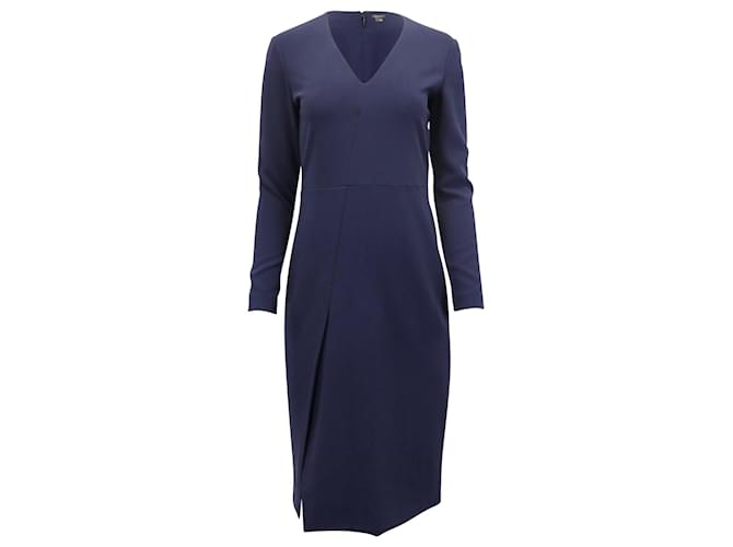 Theory Long Sleeve V-neck Midi Dress in Navy Triacetate Navy blue Synthetic  ref.898699