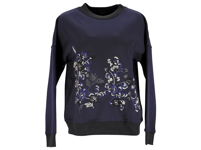 Pinko-Sweatshirt mit Blumenstickerei aus marineblauem Polyester