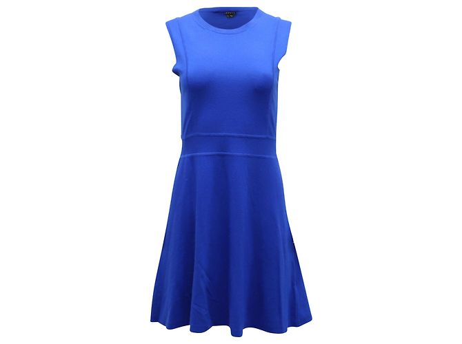 Theory Sleeveless Mini Dress in Blue Wool