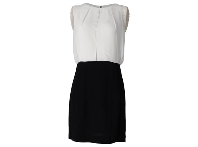 Sandro Paris Colorblock Sleeveless Sheath Dress in Black Silk  ref.898718