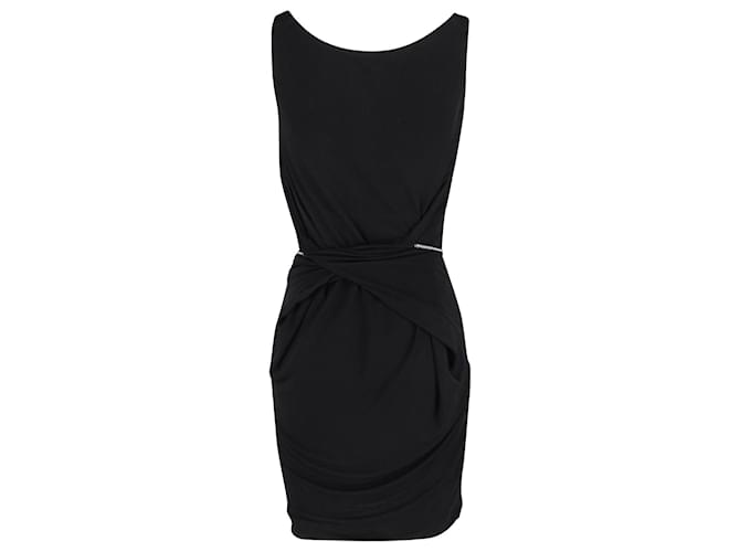 Gucci drapiertes Kleid mit Kettengürtel aus schwarzer Viskose Zellulosefaser  ref.898727
