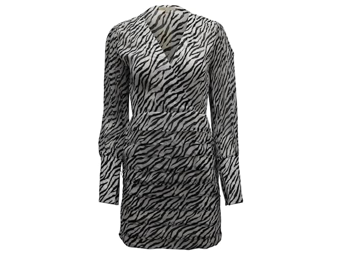 Maje Ribane Zebra-Print Mini Dress in Animal Print Viscose Cellulose fibre  ref.898728