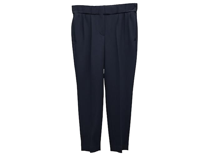 Pantaloni Brunello Cucinelli Elastico in Vita in Acetato Blu Navy Fibra di cellulosa  ref.898753