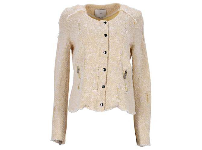 IRO Distressed-Tweed-Jacke aus gelber Baumwolle  ref.898762