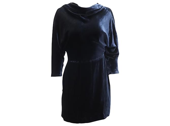 A.L.C ALC Marin Velvet Dress in Navy Blue Viscose Polyester  ref.898763