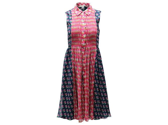 Diane Von Furstenberg gerafftes Kleid mit Blumendruck aus mehrfarbiger Seide Mehrfarben  ref.898768