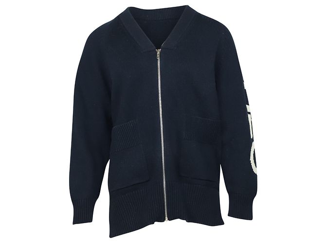 Kenzo Strick-Cardigan mit Reißverschluss aus marineblauer Baumwolle