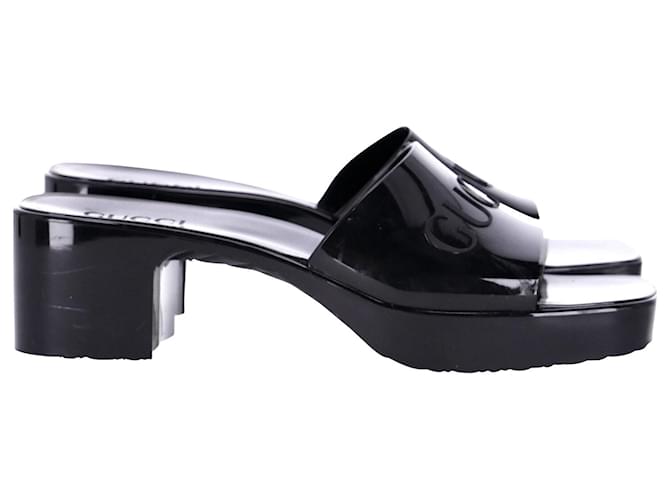 Gucci black rubber slides hot sale