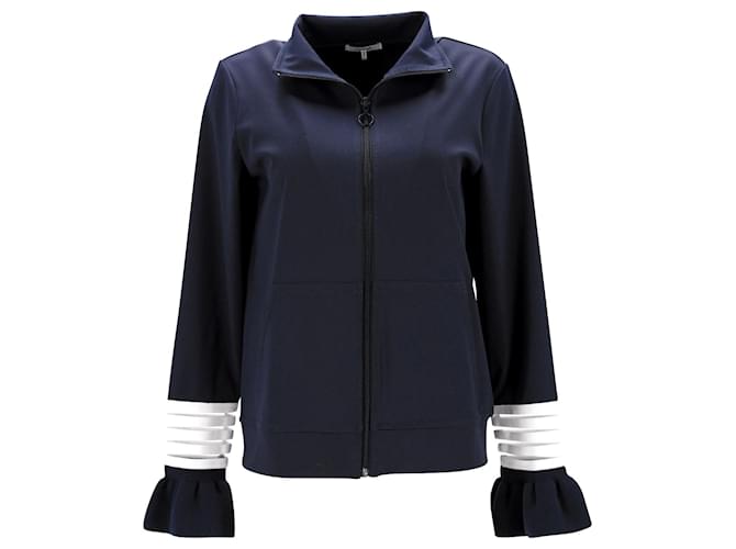Ganni Presbourg Zip Up Jacket in Navy Blue Polyamide Nylon  ref.898779