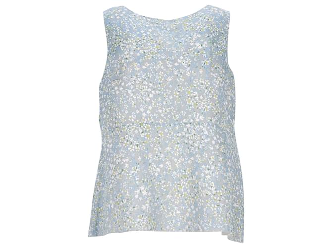 Tory Burch Sleeveless Floral Top in Light Blue Silk  ref.898793