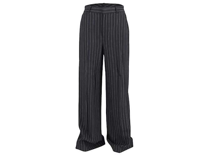 Ralph Lauren Striped Straight Trousers in Navy Blue Wool  ref.898826