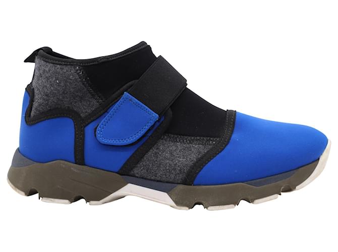 Marni Stretch Fabric Sock Velcro Sneakers in Blue Neoprene Synthetic  ref.898839