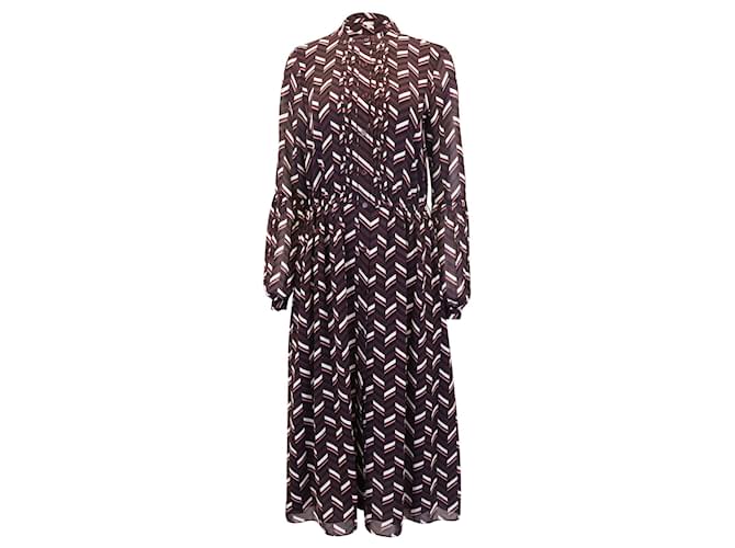 Michael Kors Chevron-print Midi Dress in Purple Polyester  ref.898869