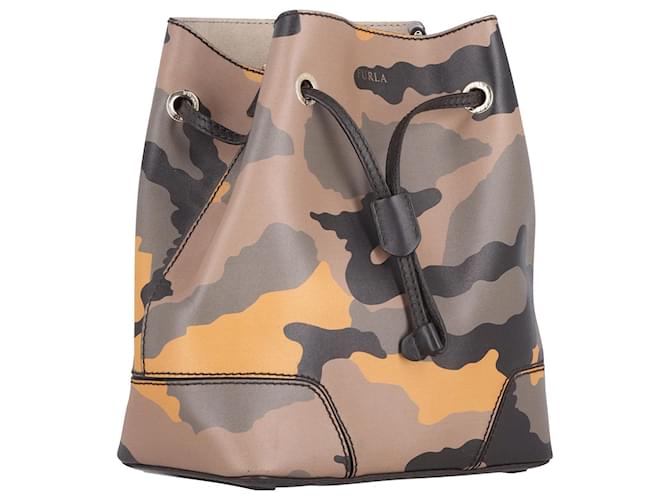 Furla Camouflage Drawstring Bucket Bag in Multicolor Leather  Multiple colors  ref.898871