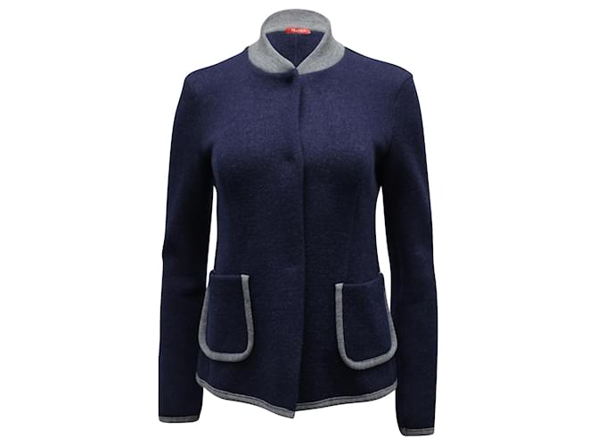 Autre Marque Max Mara Studio Jacket in Navy Blue Virgin Wool  ref.898872