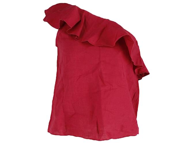 Isabel Marant Thom One-shoulder Top In Red Linen  ref.898876