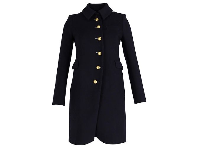 Marc Jacobs Single-Breasted Coat in Navy Blue Wool