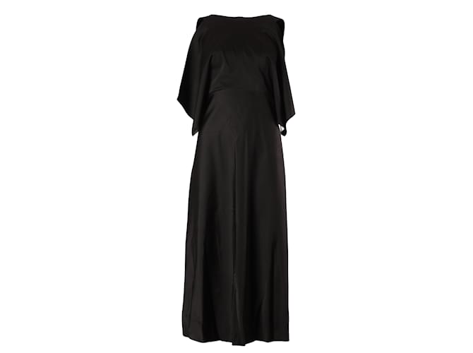 VESTIDO A MEDIDA CON HOMBROS FRIO BALENCIAGA EN CUPRO NEGRO Fibra de celulosa  ref.898918