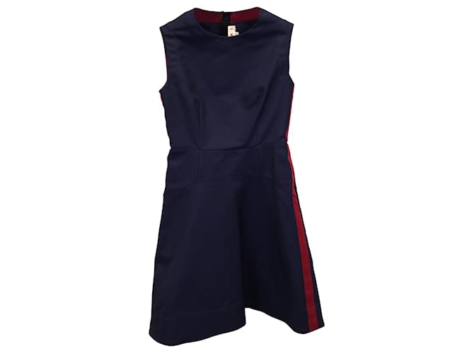Marni Mini-robe sans manches à rayures latérales en coton bleu marine  ref.898923