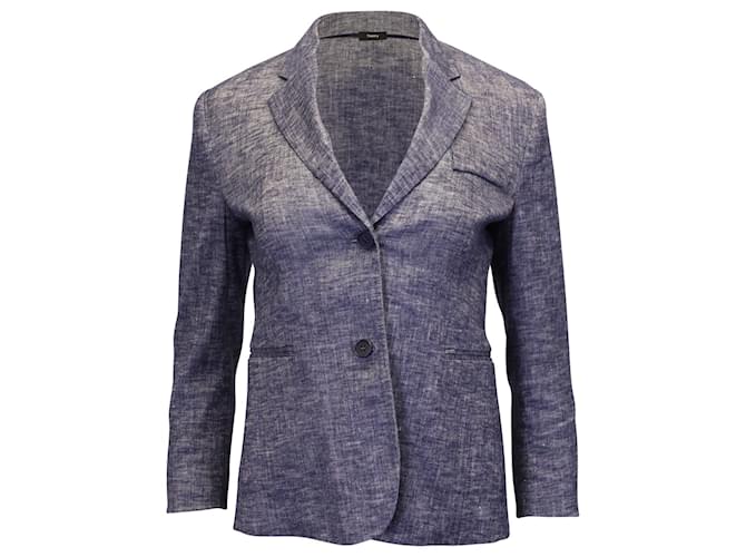 Theory Single-Breasted Blazer in Blue Linen  ref.898924