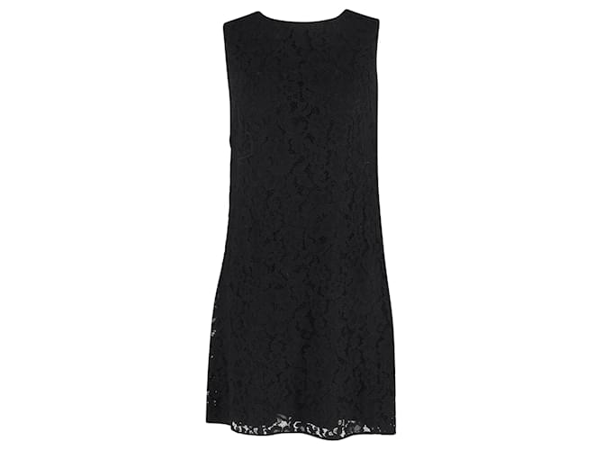 Dolce & Gabbana Spitzen-Minikleid aus schwarzer Viskose Zellulosefaser  ref.898934
