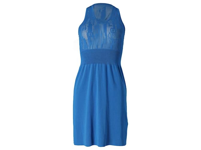 Balenciaga Sleeveless Fine Knit Dress in Blue Silk  ref.898949