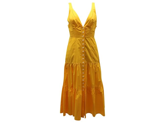 a.l.C. Jordyn Tiered Midi Dress in Yellow Cotton  ref.898955