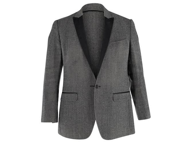 Dolce & Gabbana Birds Tooth Martini Tuxedo Jacket in Grey Wool  ref.898974