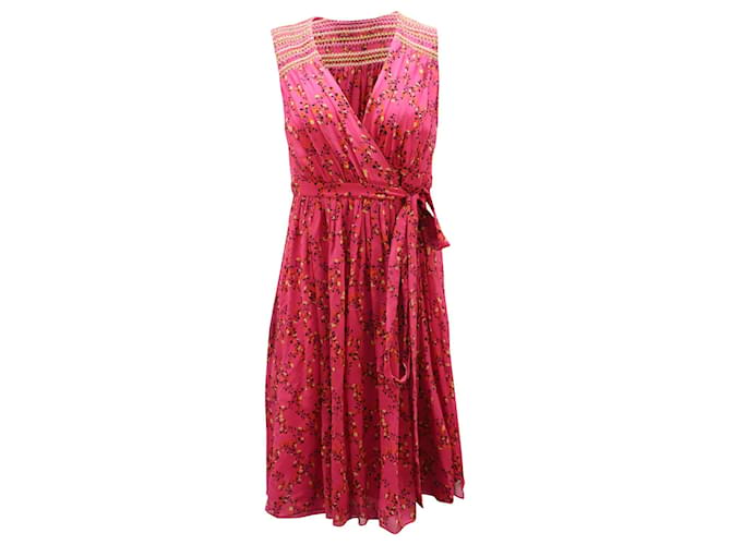 Diane Von Furstenberg Shalamar Print Wrap Dress in Pink Silk  ref.898986