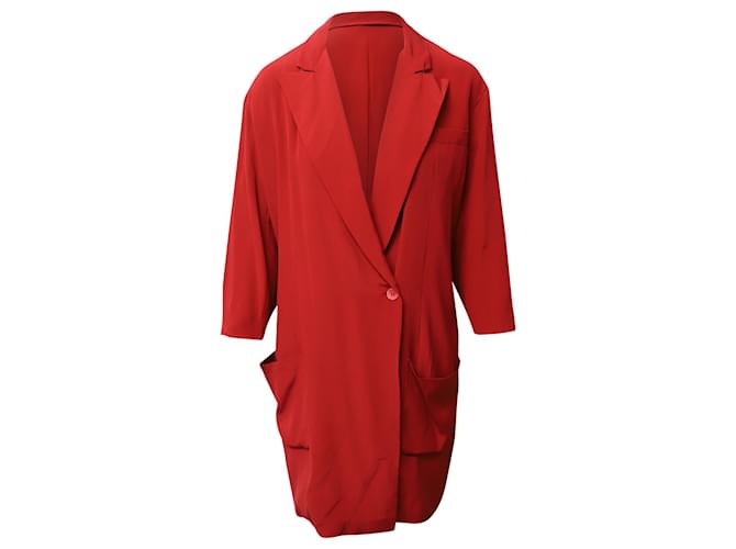 Miu Miu Knee-Length Jacket in Red Silk   ref.899000
