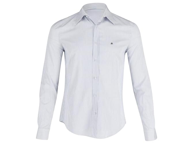 Camisa a rayas con logo bordado de Balenciaga en algodón azul  ref.899009