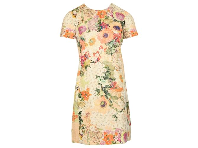Tory Burch Pink Kaley Jacquard Shift Dress in Floral Print Polyester  ref.899070