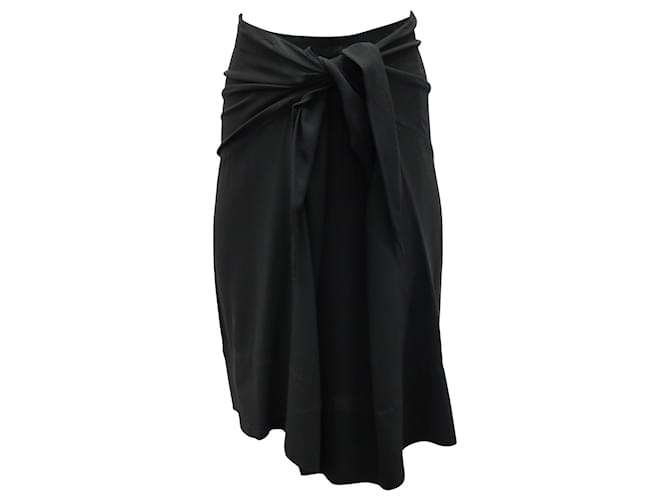 Rick Owens Front Wrap-Style Skirt in Black Acetate Cellulose fibre  ref.899074