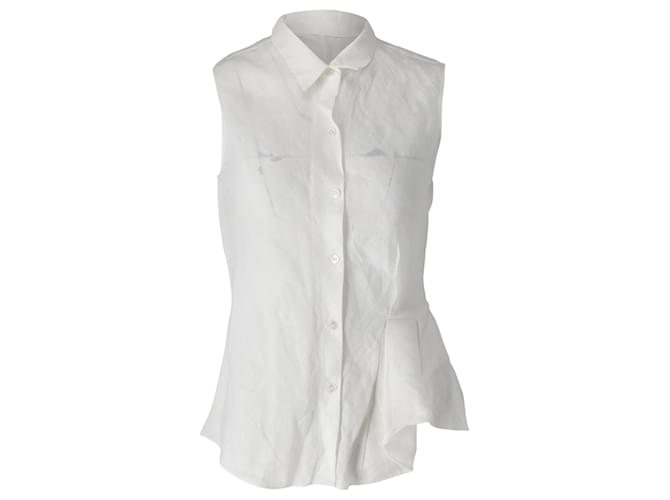Blusa de gaze com babados e mangas Theory Biaz em seda branca Branco  ref.899081
