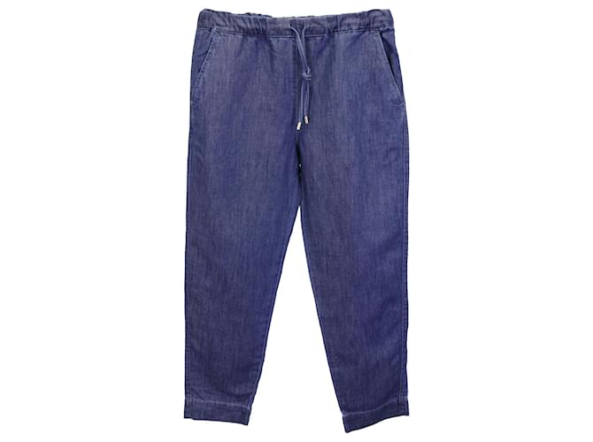 Max Mara Leisure Pool Chambray Tapered Pants in Blue Cotton  ref.899088