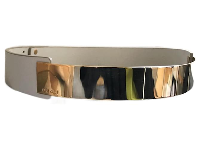 Gucci Belts Cream Gold hardware Leather Metal  ref.899112