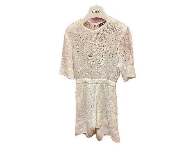 Vestido Isabel Marant Blanco de Algodón con Bordado Inglés