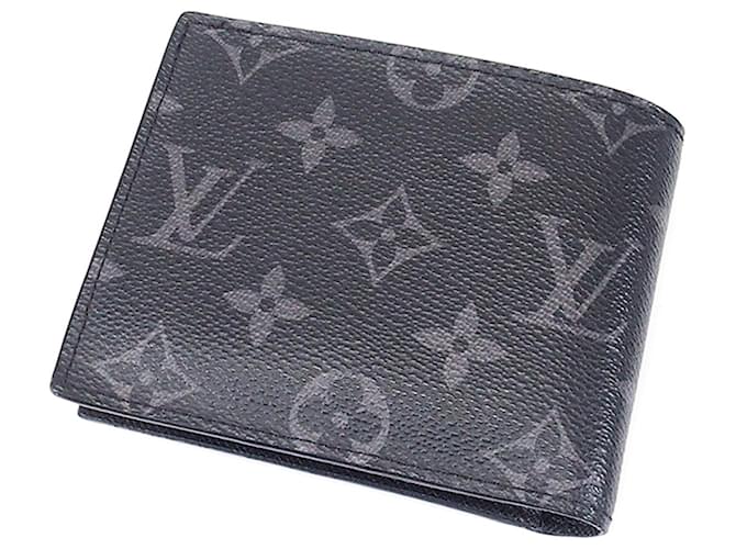 Louis Vuitton Black Monogram Eclipse Portefeuille Marco Wallet Grey Cloth  ref.783693 - Joli Closet