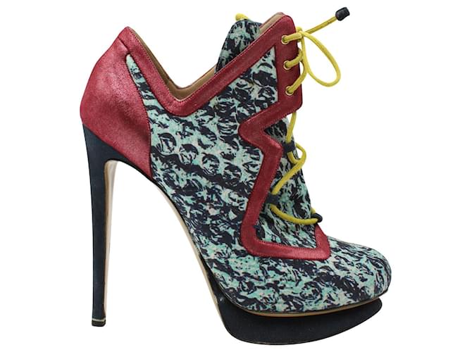 Nicholas Kirkwood Lace up Booties in Multicolor Nylon  ref.899790