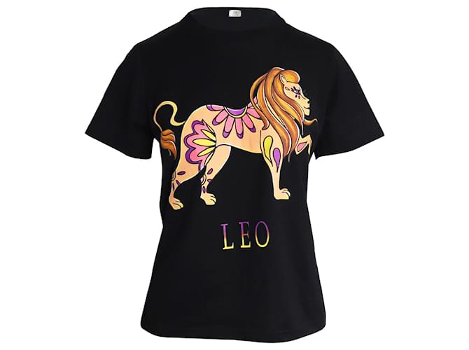 Alberta Ferretti Love Me Starlight Leo T-Shirt in Black Cotton  ref.899795
