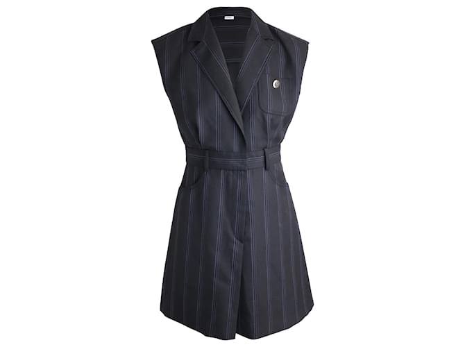 Sandro Vaiana Stripe Tailored Mini Dress in Black Wool  ref.899802