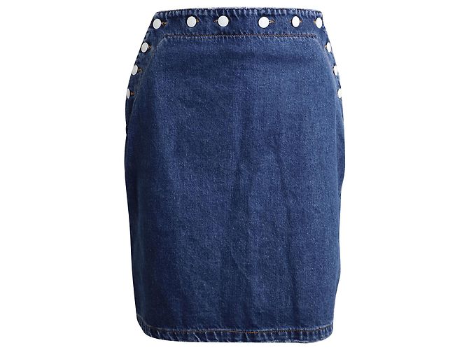 Saia lápis com detalhe de botão MSGM em jeans de algodão azul